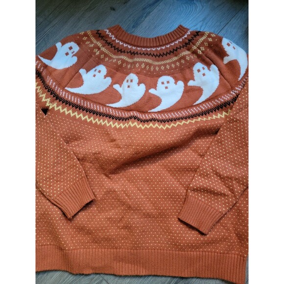 Fair Isle Ghost Pattern Halloween Sweater Sz S Crew Neck Knit Spooky Ugly - Picture 3 of 5